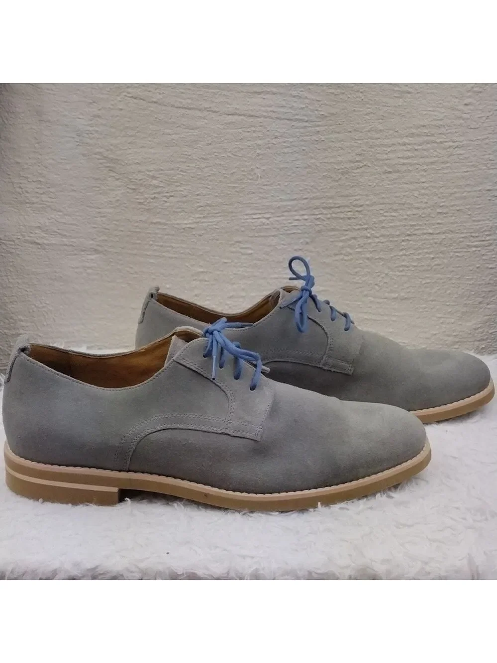 Johnston & Murphy Men's Grey Suede Leather Upper Lace Up Low Heel Oxford Shoe